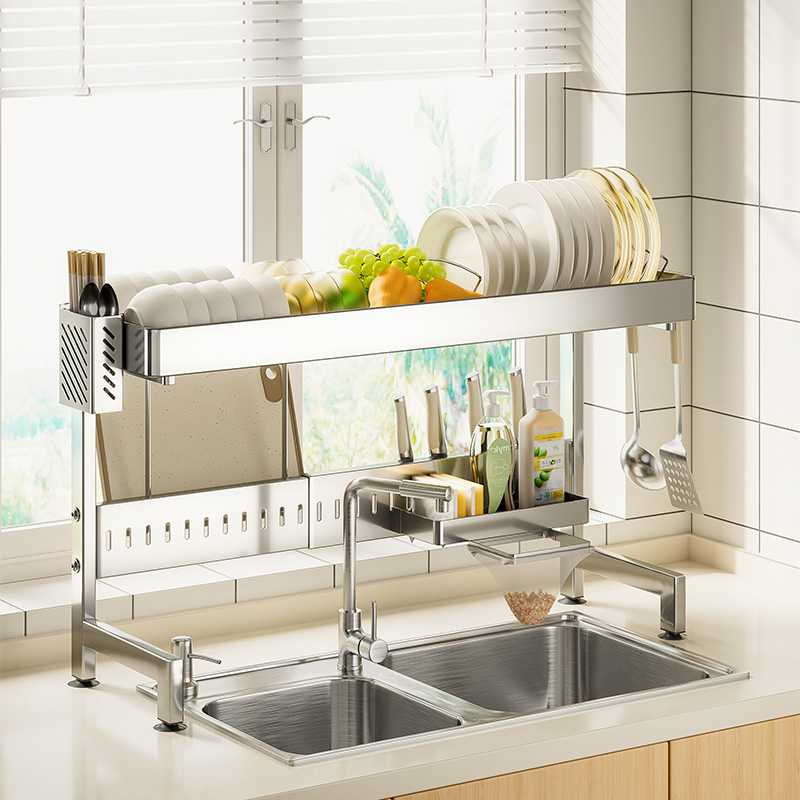 不锈钢厨房水槽置物架伸缩放碗盘沥水架水池碗洗碗槽碗碟盘收纳架