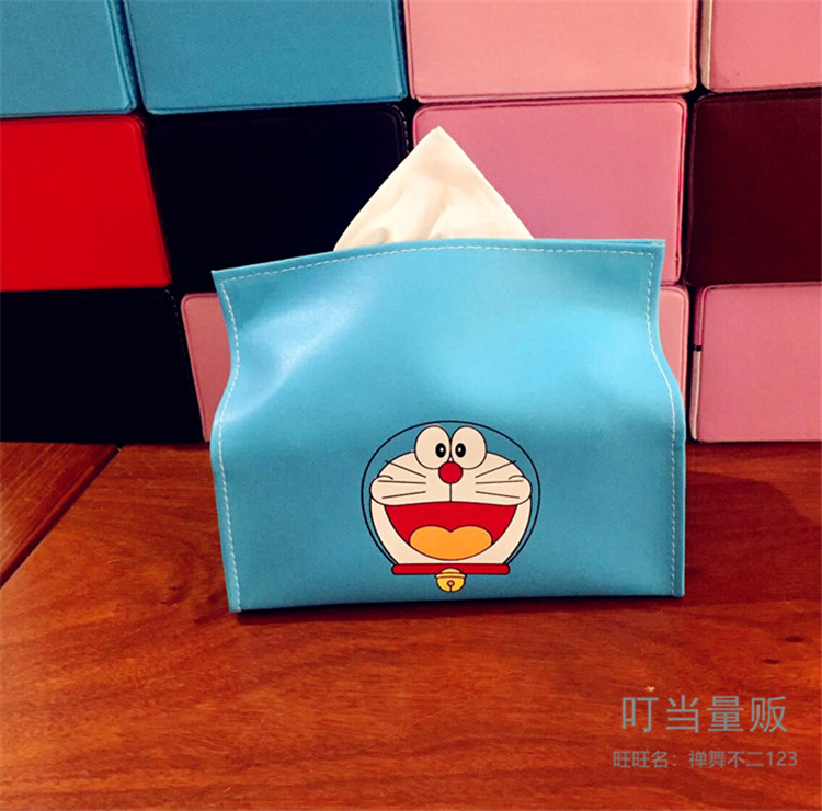 多啦A梦PU皮革纸巾袋抽纸袋小号纸巾盒纸巾套纸巾包 家用车用办公