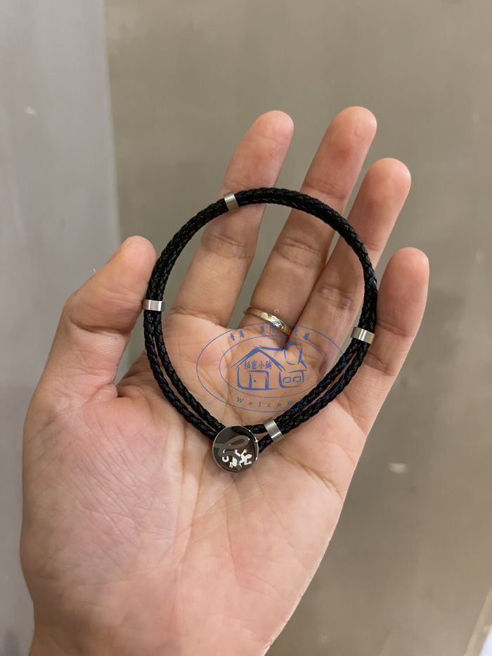 b字蜥蜴logo不鏽鋼拼接編織男款手鐲 22秋冬