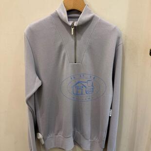 香港专柜代购agnes b.時尚純色拉链立领百搭休闲長袖卫衣24秋冬女