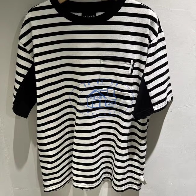 香港专柜代购agnes b.sport口袋条纹经典款百搭短袖T恤  24秋冬男