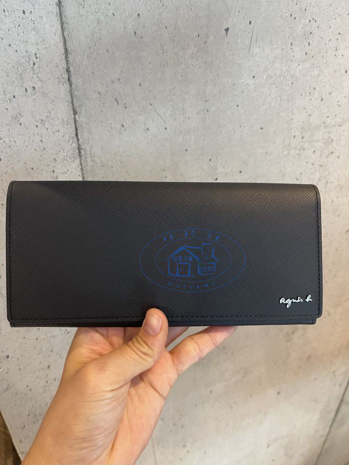 香港專櫃代購agnes b.經典款十字紋防刮牛皮男長款搭扣錢包21秋冬