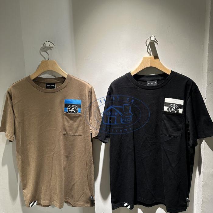 香港专柜代购agnes b.sport条纹logo口袋短袖圆领T恤 24秋冬男装