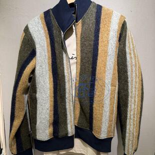 香港專櫃代購agnes b.HOMME豎條紋撞色長袖羊毛呢外套 24秋冬男裝