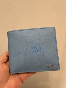 香港专柜代购agnes b.品牌logo十字纹真皮男女款短款钱包 24秋冬