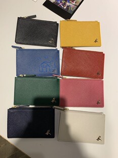 香港專櫃代購agnes b. 經典款logo搭扣牛皮女拉鏈卡包卡套 25春夏