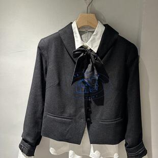 香港專櫃代購agnes b.羊毛混紡通勤气质長袖毛呢外套 24秋冬女款