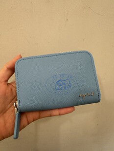 香港专柜代购agnes b.品牌logo真皮女款牛皮拉链零钱包 24秋冬新
