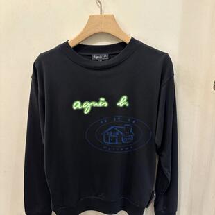 香港专柜代购agnes b.品牌logo字母百搭长袖圆领卫衣 24秋冬女装