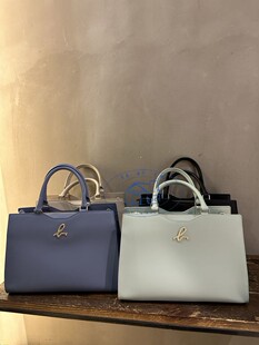 香港专柜代购agnes b.b字logo真皮女款手提单肩斜挎包 24春夏中号