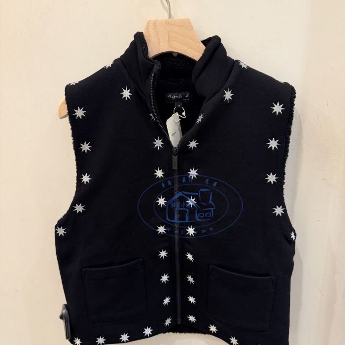 香港专柜代购agnes b 棉質太阳logo百搭厚款马夹 25秋冬女裝