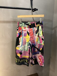 香港专柜代购agnes b.HOMME彩色涂鸦个性松紧带休闲短款 24春夏男