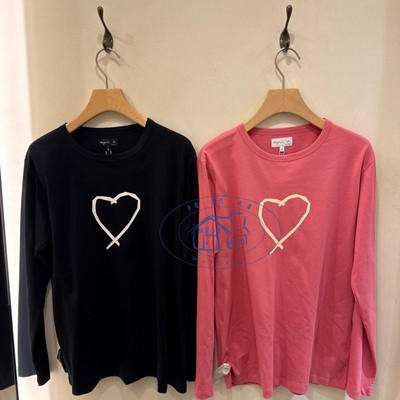 香港专柜代购Agnes b 经典款心型Logo圆领長袖T恤 25秋冬女款