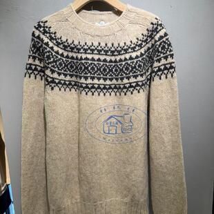 香港專櫃代購agnes b.HOMME復古圖案邊長袖羊毛毛衣 24秋冬男裝