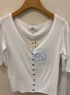 香港专柜代购agnes b b字logo金色按扣針织开衫25春夏女 EBT5J155