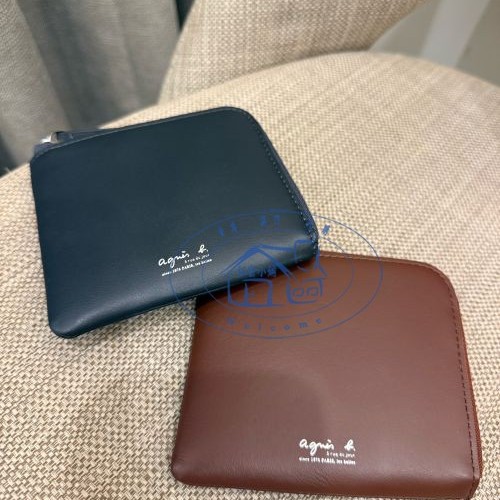 香港专柜代购agnes b 经典款純色真皮拉鏈零錢包25秋冬手拿女包