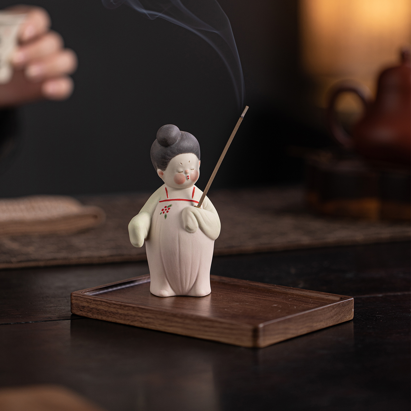 创意陶瓷唐妞线香炉摆件