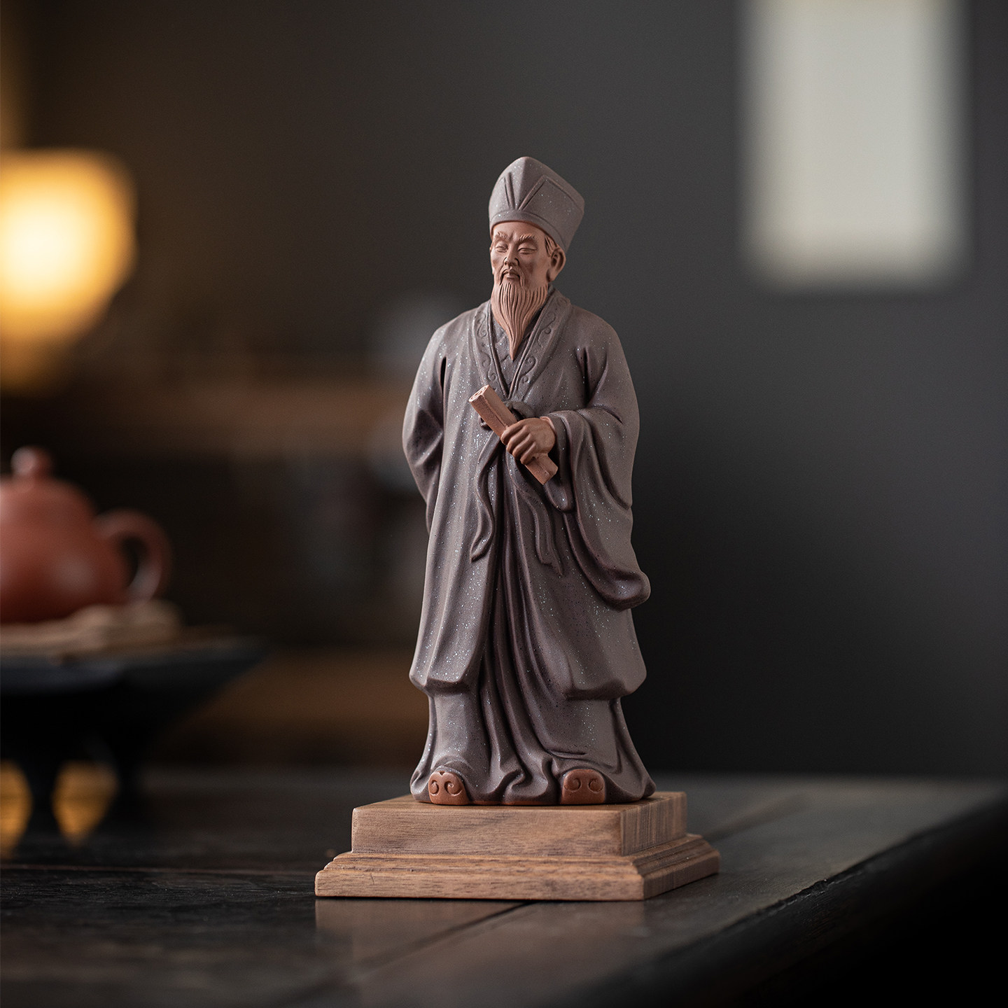 陶瓷王阳明心学知行合一禅意摆件中式家居客厅书房桌面装饰工艺品