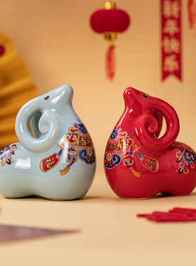 国潮萌羊陶瓷摆件吉祥小羊摆设
