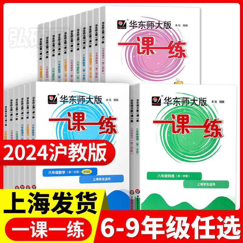 2024华东师大一课一练沪教版六年级下七年级下八九年级数学物理八年级上册下册语文英语化学增强版上海同步初中教辅书必刷题练习册-封面