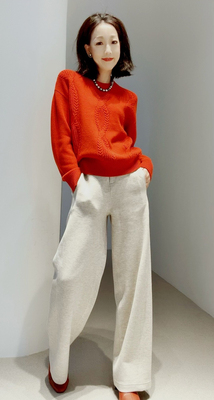 【工厂直供/100羊毛/≈450高克重】复古立体/双螺旋绞花/圆领套衫