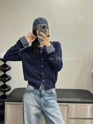 正版工厂 气质假两件拼接羊毛开衫早秋新款2025柔软休闲外套欧货