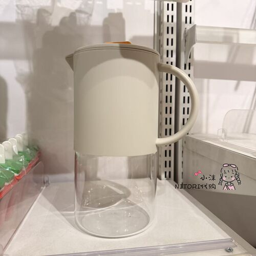 NITORI宜得利 自动开合耐热玻璃冷水壶1.8L 家用办公内置滤网水壶
