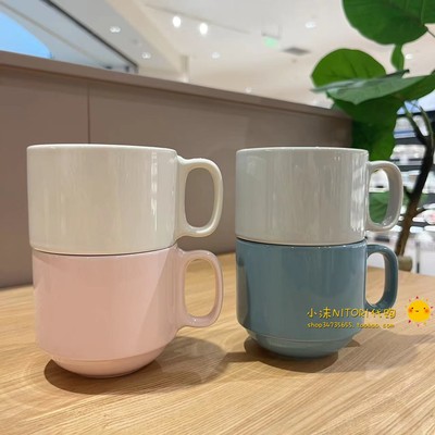 NITORI宜得利 轻量DAY Value系列纯色陶瓷可叠马克杯340ml可微波