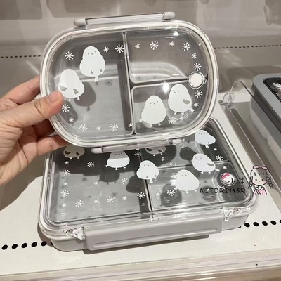 NITORI宜得利 小肥啾饭盒 三分格椭圆饭盒长方形饭盒树脂可微波炉