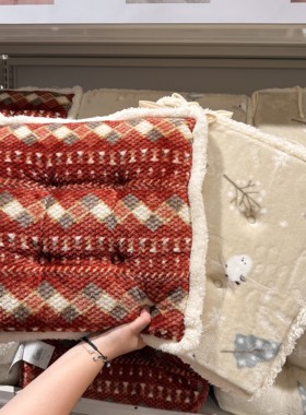 NITORI宜得利25秋冬吸湿发热假日小肥啾系带座椅垫坐垫腰枕长坐垫