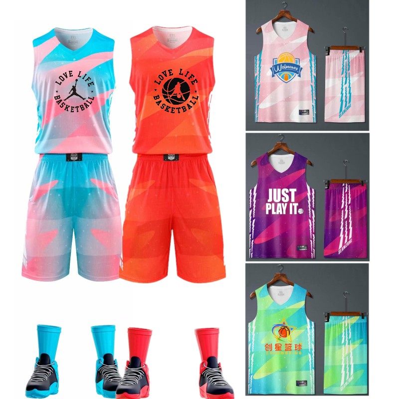 迷彩儿童篮球服套装男定制国潮运动背心球衣训练比赛队服青少年