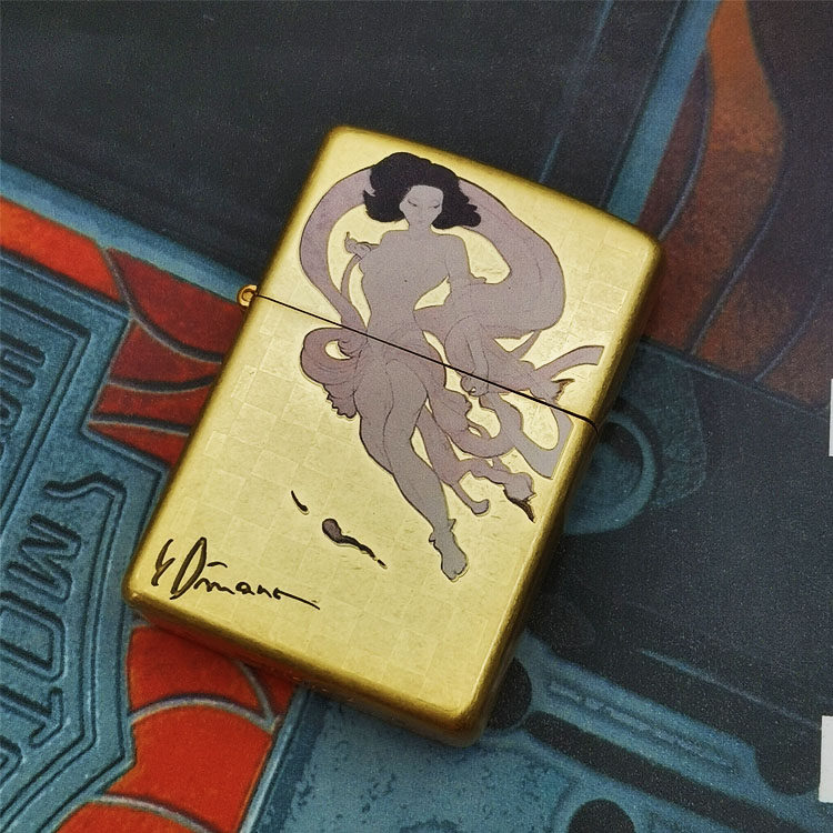 之宝zippo打火机正品日本限量版收藏级纯色女郎天野喜孝之雷神