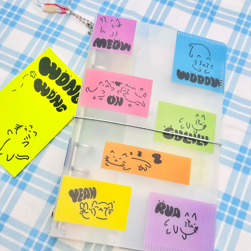 A6PER「RUA脸猫」磨砂雾面PP壳手绘猫咪线条绑带活页原创治愈二折