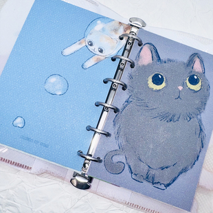 A7分隔页 我们 原创双面手帐闪砂绘本 手绘彩色 世界 猫咪