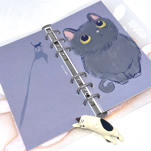 Personal分隔页「坐等罐罐」 原创手帐特种卡闪砂猫咪活页本A6per