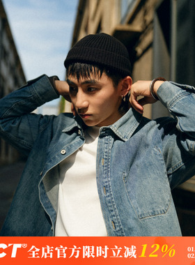 BDCT 日系复古潮牌水洗做旧痞帅蓝色牛仔衬衫男春秋宽松衬衣外套