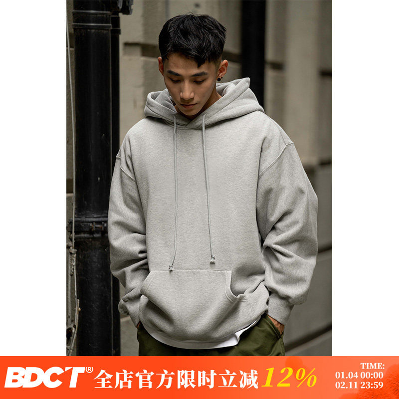 BDCT春秋季宽松重磅连帽卫衣男日系街头休闲纯棉原创情侣百搭帽衫