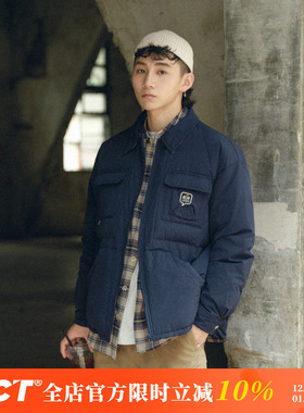 BDCT 日系复古翻领白鸭绒工装羽绒服男士冬季短款加厚保暖外套