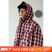 男女 BDCT 宽松休闲纯棉潮流连帽衬衣薄 红白格子长袖 衬衫 秋季 新款