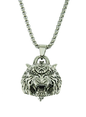 个性复古老虎头骨灰盒吊坠 纪念亲人宠物香水瓶项链挂件 可打开