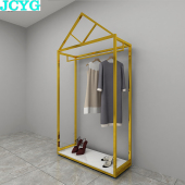 童装 店钛金落地架女装 展示架衣架金属货架侧挂 服装 黄钛金系列