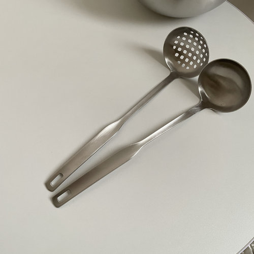 304不锈钢火锅勺汤勺漏勺加长手柄 哑光拉丝工艺