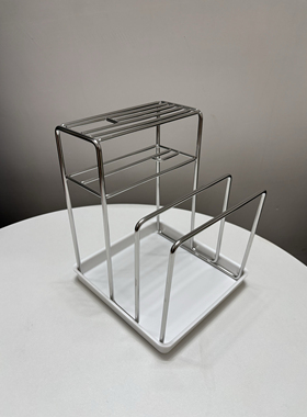 304不锈钢刀具置物架刀架砧板一体架带筷子笼厨房菜板收纳架ins