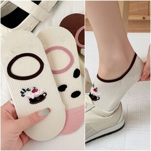 春夏薄款 粉色透气拼色隐形船袜女浅口防滑不掉跟短袜 麻田日记