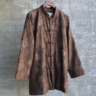 帅气休闲宽松 盘扣国潮时尚 原创春秋新加内衬抗皱外套复古唐装 连袖