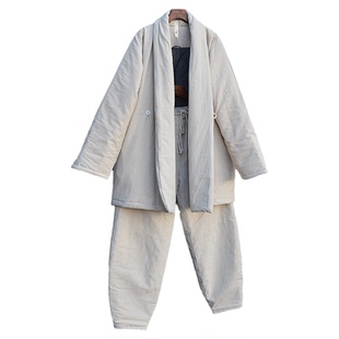 原创冬季中性复古中国风中式棉衣棉袄汉服棉裤套装休闲禅意打坐