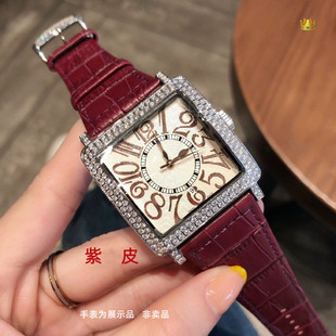 代用法穆兰皮带方型款法兰克穆勒6000H镶钻针扣男女真皮表带26mm