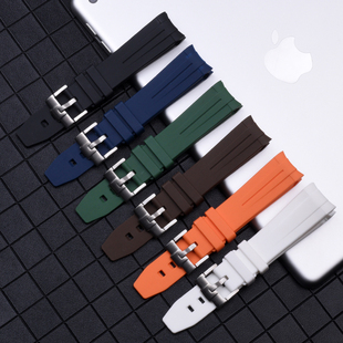 代用劳力士黑绿水鬼游艇迪通拿胶带rubber b硅胶橡胶针扣表带20mm