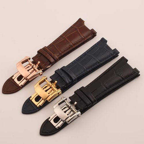 代用百达翡丽鹦鹉螺5711真皮表带5712蝴蝶扣折叠扣子皮带25mm表链