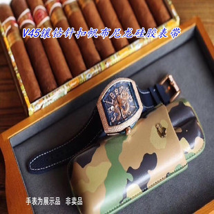 代用法兰克穆勒V45镶钻针扣帆布尼龙硅胶表带法穆兰钻扣胶带28mm